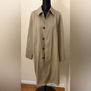 Lauren Ralph Lauren Men’s Tan Trench Coat 42R Raincoat Plaid Lined Overcoat